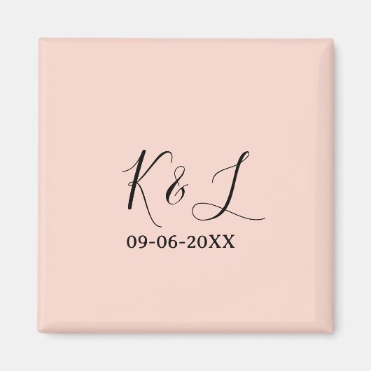 Wedding couple name letter date red pastel backgro マグネット (正面)