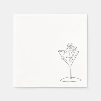 Wedding Couple on a Martini Cocktail Napkin スタンダードカクテルナプキン