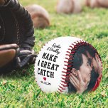 Wedding Couple Photo Baseball 野球ボール<br><div class="desc">Cute couple baseball featuring the couples names,  the saying "make a great catch",  a love heart,  and the date. Plus 2 photos for you to change making this a unique gift for that special couple.</div>