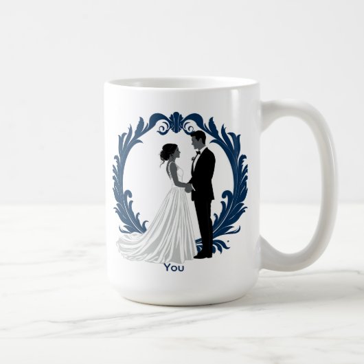 Wedding Couple Silhouette Holding Hands コーヒーマグカップ (右)