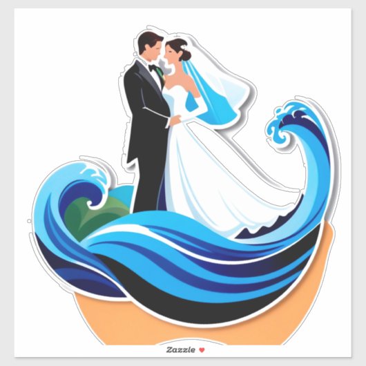 Wedding Couple Silhouette Holding Hands シール (シート)