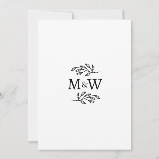 Wedding Couple Simple Monogram Initials Minimalist 招待状 (裏面)