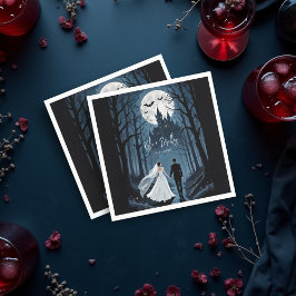 Wedding Couple Spooky Forest Toward Haunted Castle スタンダードカクテルナプキン