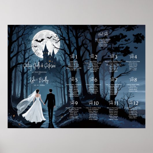 Wedding Couple Spooky Forest Toward Haunted Castle ポスター (正面)
