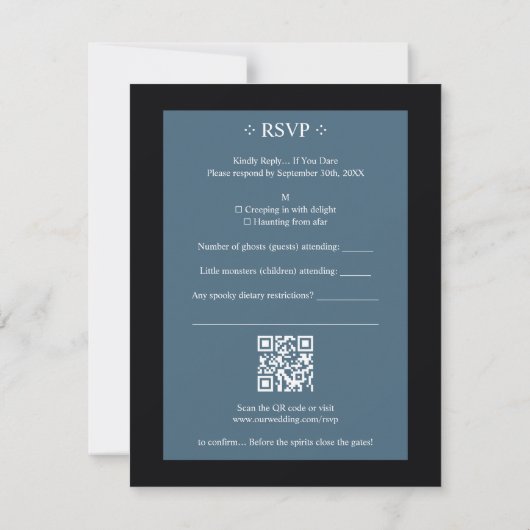 Wedding Couple Spooky Forest Toward Haunted Castle 出欠カード (裏面)