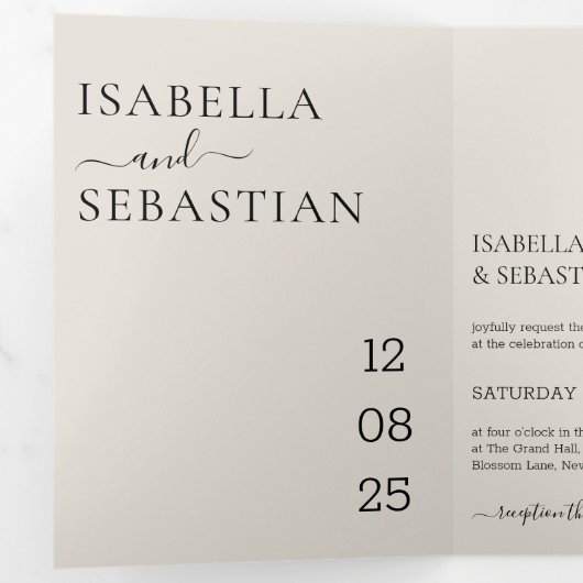 Wedding Cream All in one set kindly reply 三つ折り招待状 (内部最初)