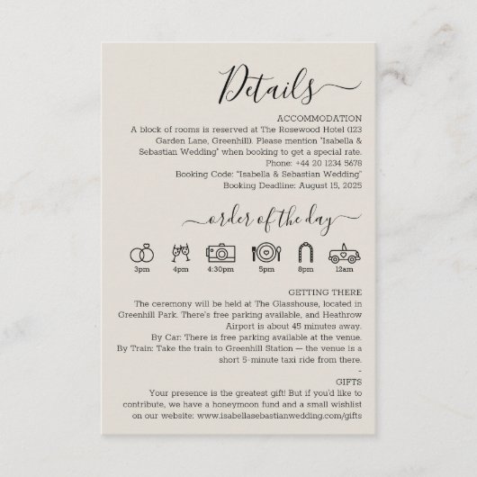 Wedding Cream Details エンクロージャーカード (正面)