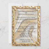 Wedding Cream Gold Swans Rings Gold Diamonds 招待状 (裏面)