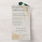 Wedding Cream Kindly Reply Emerald Green Rose オールインワン招待状 (内側)