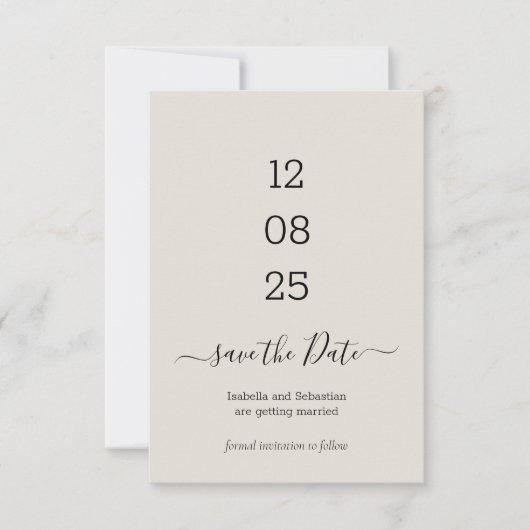 Wedding Cream Save the Date Neutral invitation セーブザデート (正面)