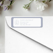 Wedding Crest Monogram Blue Return Address ラベル
