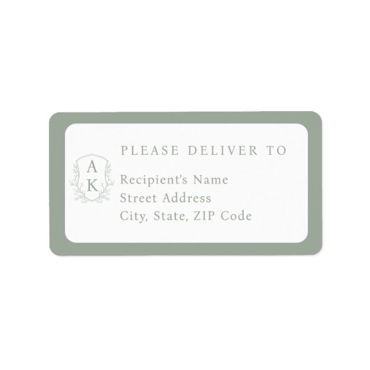 Wedding Crest Monogram Individual Name Address ラベル (正面)