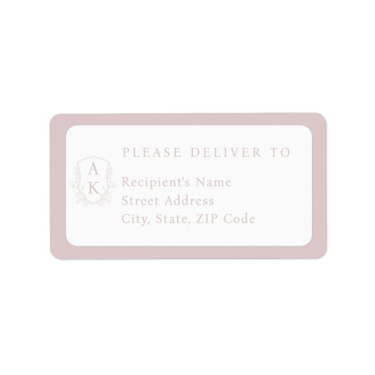 Wedding Crest Monogram Individual Name Address ラベル (正面)
