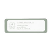 Wedding Crest Monogram Sage Green Return Address ラベル (正面)