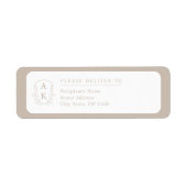 Wedding Crest Monogram Taupe Return Address ラベル (正面)
