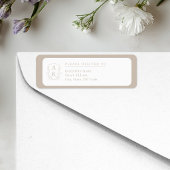 Wedding Crest Monogram Taupe Return Address ラベル
