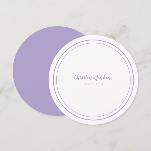 Wedding Custom Guest Lavender Round Place Card (正面/裏面)