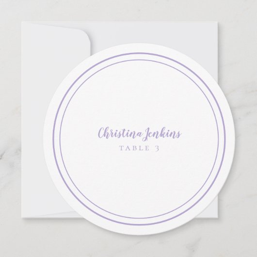 Wedding Custom Guest Lavender Round Place Card (正面)