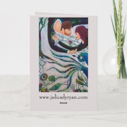 Wedding Day Couple in Love Whimsical Art  カード (裏面)