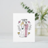 "Wedding Day" Whimsical Couple Illustration ポストカード (スタンド正面)