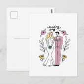 "Wedding Day" Whimsical Couple Illustration ポストカード (正面/裏面)