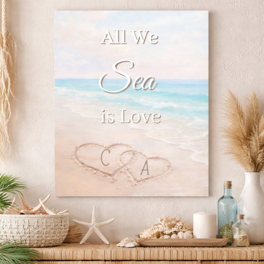 Wedding decor All we Sea is Love Beach sand ポスター