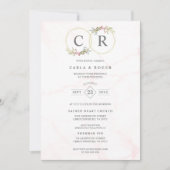 Wedding Delicate Romantic Flower Garland Pastel 招待状 (正面)