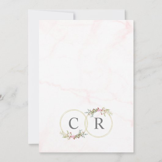 Wedding Delicate Romantic Flower Garland Pastel  招待状 (裏面)