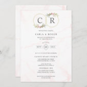 Wedding Delicate Romantic Flower Garland Pastel  招待状 (正面/裏面)