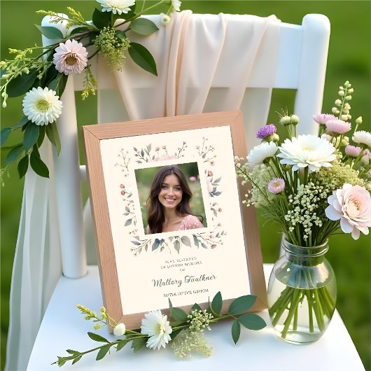 Wedding Delicate Soft Pastel Floral Frame Photo ポスター