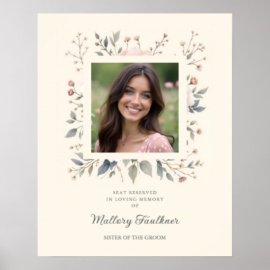 Wedding Delicate Soft Pastel Floral Frame Photo  ポスター (正面)