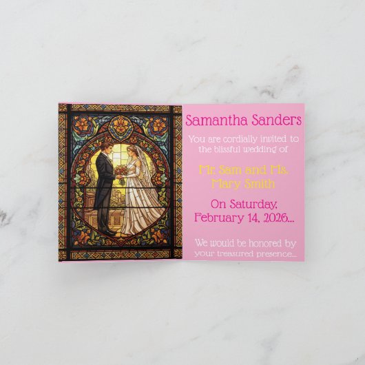 Wedding Design in Traditional Stained Glass 招待状 (内部)