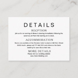 Wedding details black &  white website card エンクロージャーカード