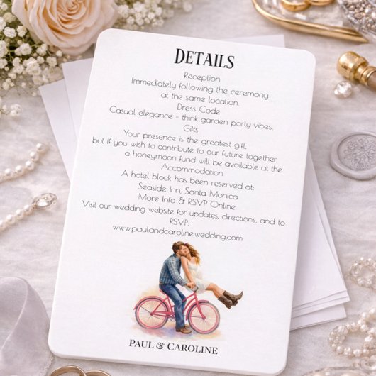Wedding Details Card Romantic Bicycle Theme エンクロージャーカード