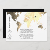 Wedding details map watercolor blue サンキューカード (正面/裏面)