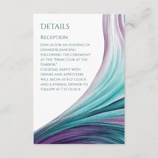 Wedding Details-Modern Abstract-Purple and Teal- エンクロージャーカード (正面)