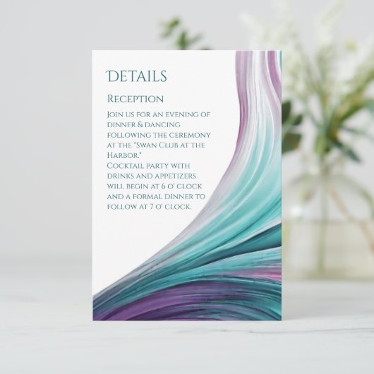 Wedding Details-Modern Abstract-Purple and Teal- エンクロージャーカード (スタンド正面)