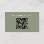 Wedding Details + QR Code | Sage Green Minimalist  エンクロージャーカード (裏面)