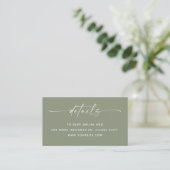 Wedding Details + QR Code | Sage Green Minimalist  エンクロージャーカード (スタンド正面)