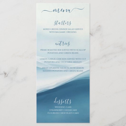 Wedding Dinner and Bar Menu Serene Blue Beach   メニュー (正面)