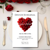 Wedding Dinner Rehearsal-Heart Shaped Red Roses- 招待状