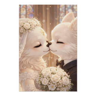 Wedding Dog Art Poster – Romantic Fantasy art ポスター