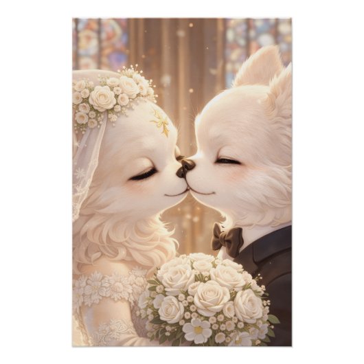 Wedding Dog Art Poster – Romantic Fantasy art ポスター (正面)