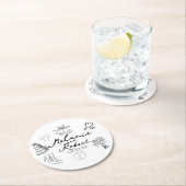 Wedding Doodle Save the Dates Wedding Anniversary  ラウンドペーパーコースター (インサイチュ)