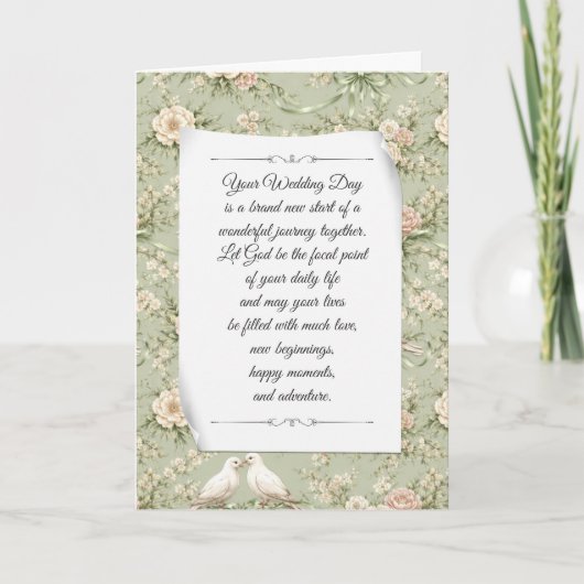 Wedding Doves and Ribbons Congratulations カード (正面)