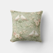 Wedding Doves and Sage Green Ribbons クッション (正面)