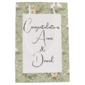 Wedding Doves With Custom Names ミディアムペーパーバッグ (正面)