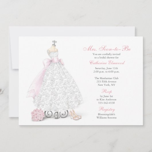 Wedding Dress and Shoes Bridal Shower Invitation 招待状 (正面)