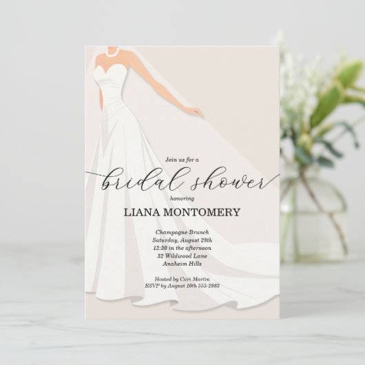 Wedding Dress Bridal Shower 招待状 (スタンド正面)