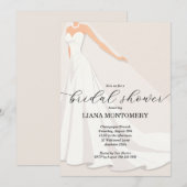 Wedding Dress Bridal Shower 招待状 (正面/裏面)